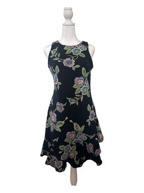 Signature by Robbie Bee Navy Floral Fit-and-Flare Mini Dress